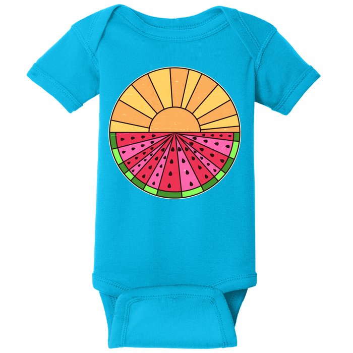 Vintage Retro Summer Sunshine Watermelon Baby Bodysuit