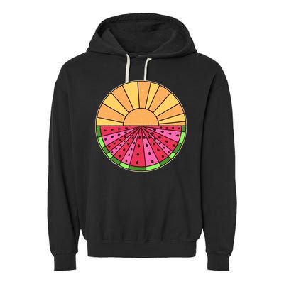 Vintage Retro Summer Sunshine Watermelon Garment-Dyed Fleece Hoodie