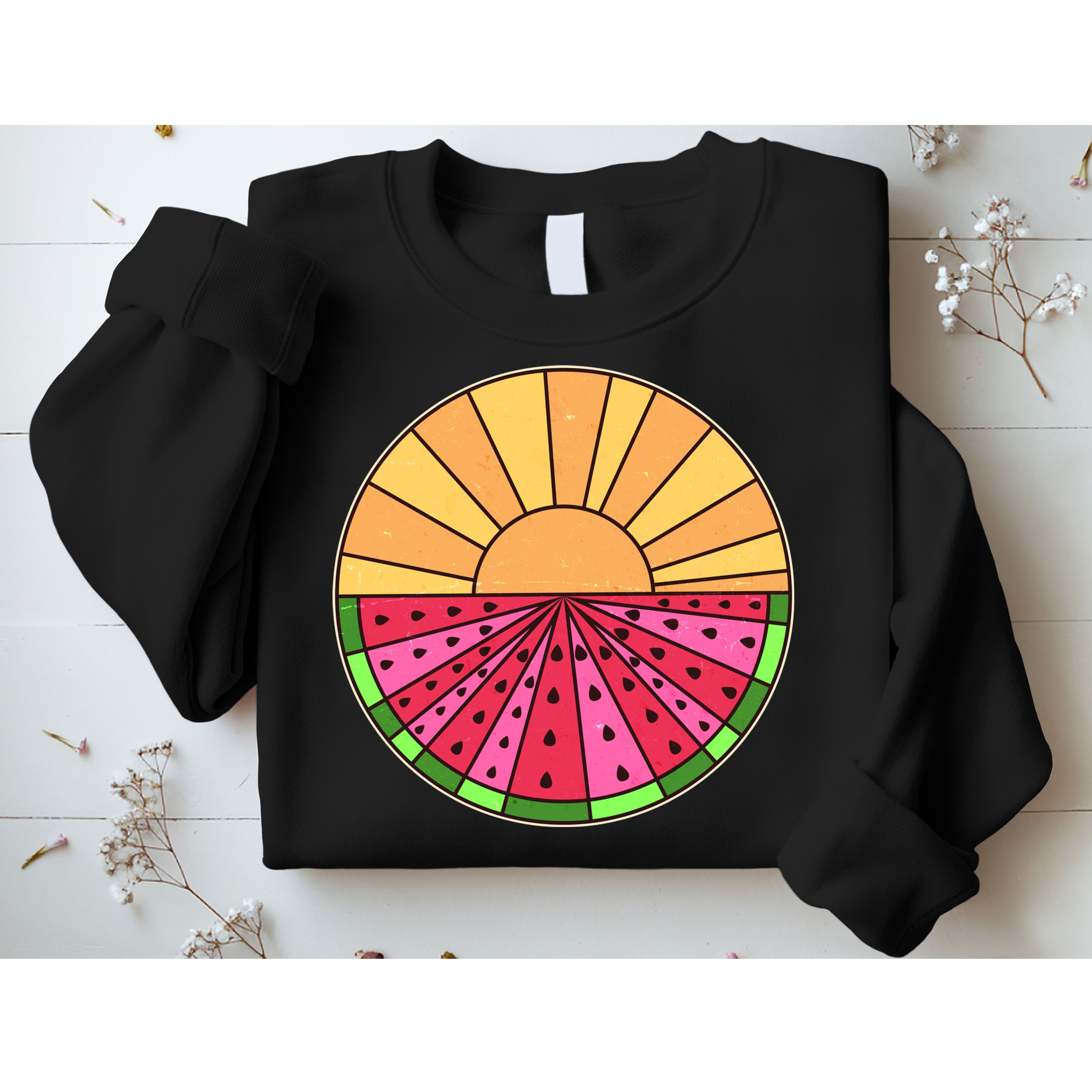 Vintage Retro Summer Sunshine Watermelon Sweatshirt