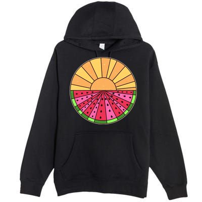 Vintage Retro Summer Sunshine Watermelon Premium Pullover Hoodie