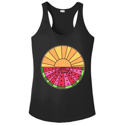 Vintage Retro Summer Sunshine Watermelon Ladies PosiCharge Competitor Racerback Tank