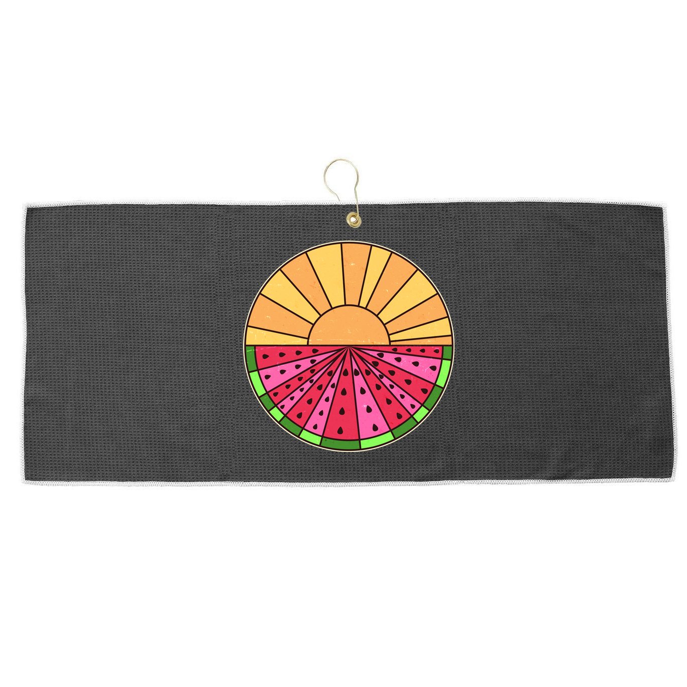 Vintage Retro Summer Sunshine Watermelon Large Microfiber Waffle Golf Towel