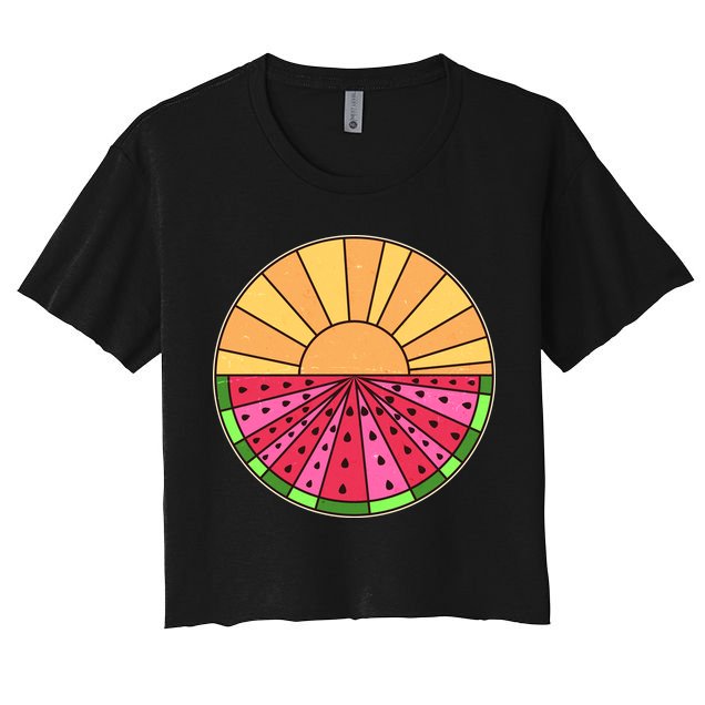 Vintage Retro Summer Sunshine Watermelon Crop Top