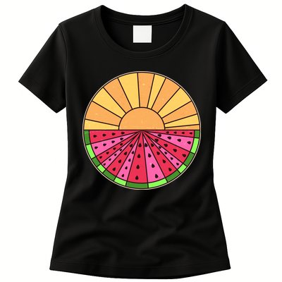 Vintage Retro Summer Sunshine Watermelon Womens T-Shirt