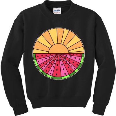 Vintage Retro Summer Sunshine Watermelon Kids Sweatshirt
