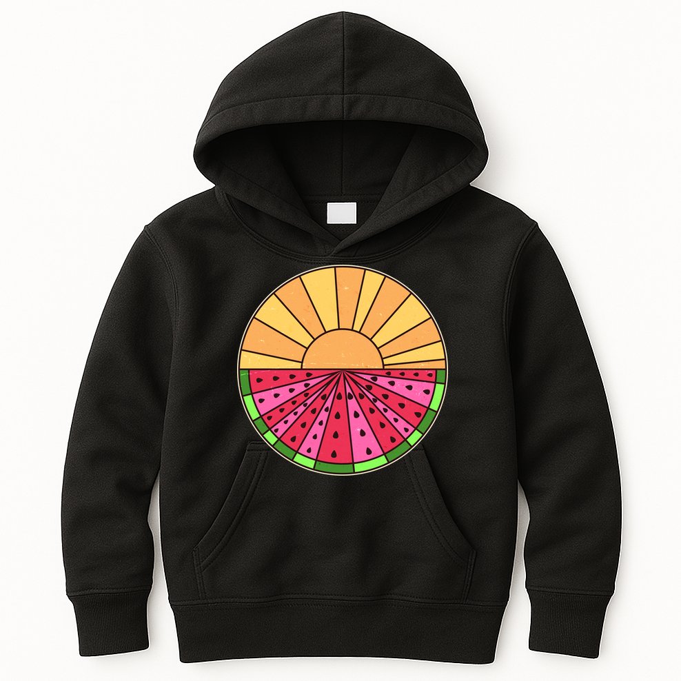 Vintage Retro Summer Sunshine Watermelon Kids Hoodie