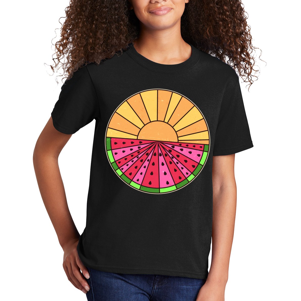 Vintage Retro Summer Sunshine Watermelon Kids T-Shirt
