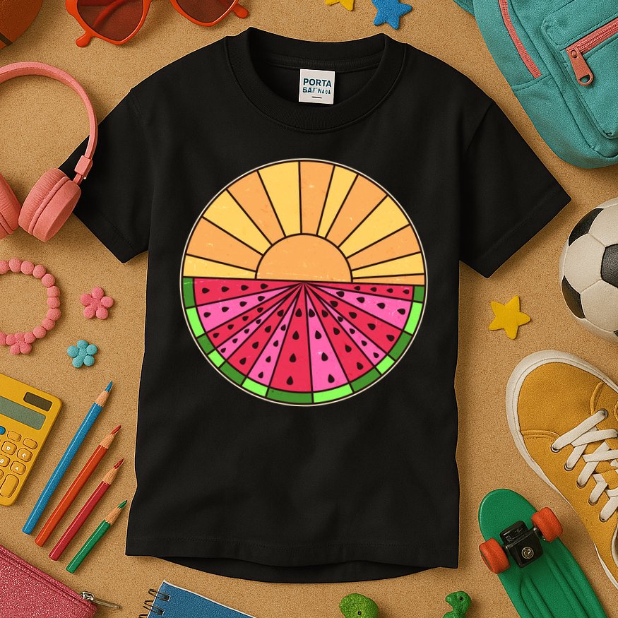 Vintage Retro Summer Sunshine Watermelon Kids T-Shirt