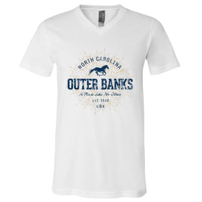 Vintage Retro Style O.U.T.E.R B.A.N.K V-Neck T-Shirt