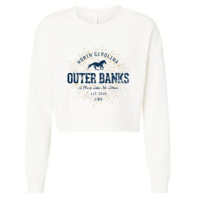 Vintage Retro Style O.U.T.E.R B.A.N.K Cropped Pullover Crew