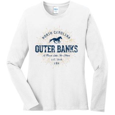 Vintage Retro Style O.U.T.E.R B.A.N.K Ladies Long Sleeve Shirt