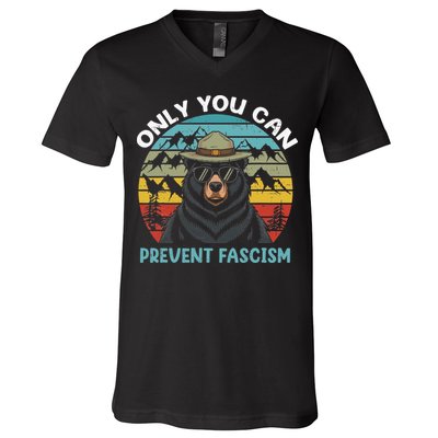 Vintage Resist Only You Can Prevent Fascism V-Neck T-Shirt