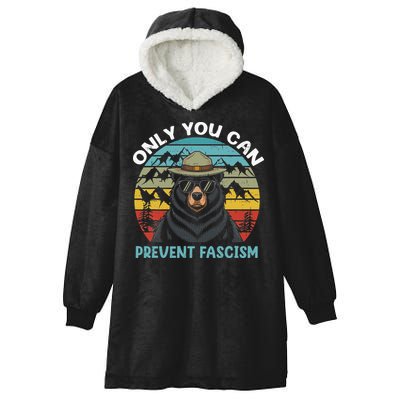 Vintage Resist Only You Can Prevent Fascism Hooded Wearable Blanket