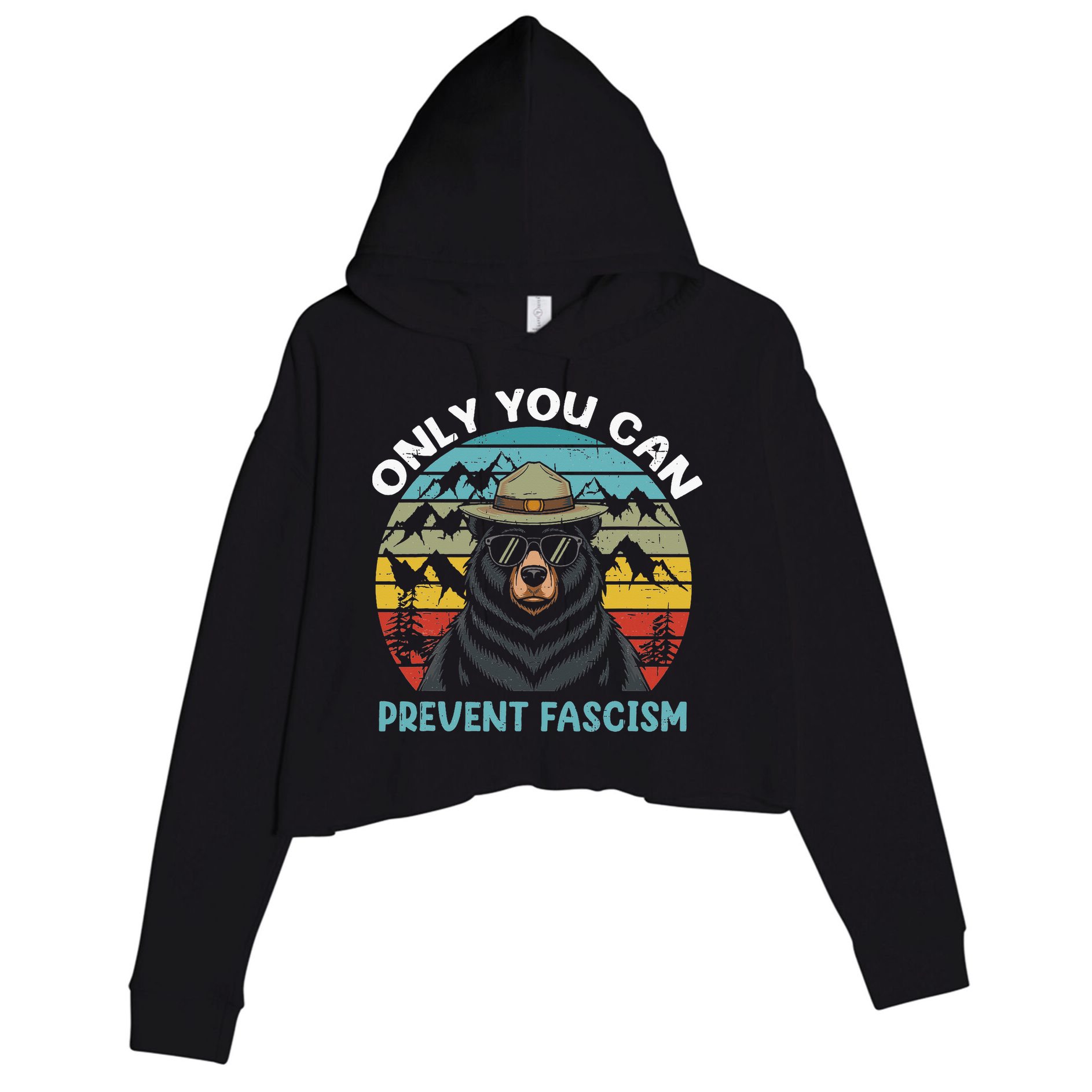 Vintage Resist Only You Can Prevent Fascism Crop Fleece Hoodie