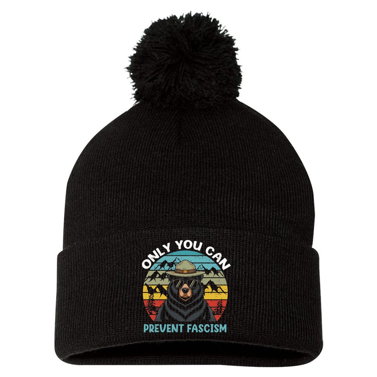 Vintage Resist Only You Can Prevent Fascism Pom Pom 12in Knit Beanie