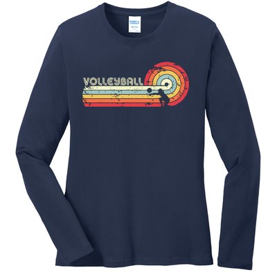 Volleyball Retro Style Ladies Long Sleeve Shirt