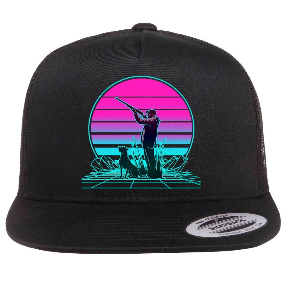 Vintage Retro Sunset Duck Hunting Cool Gift Flat Bill Trucker Hat