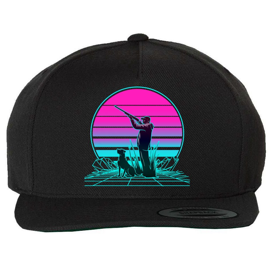 Vintage Retro Sunset Duck Hunting Cool Gift Wool Snapback Cap