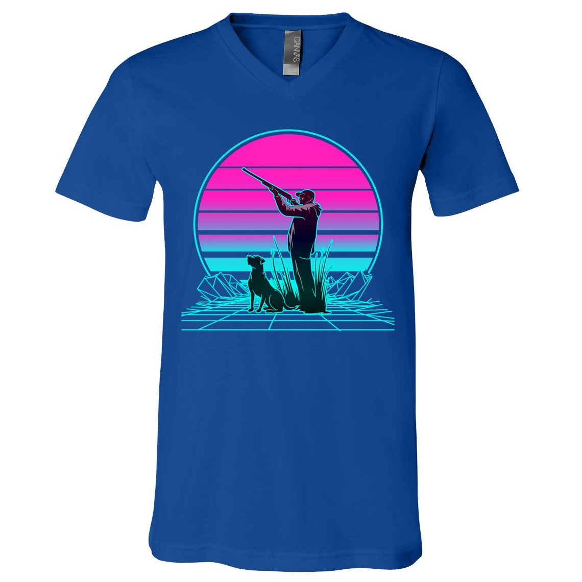 Vintage Retro Sunset Duck Hunting Cool Gift V-Neck T-Shirt