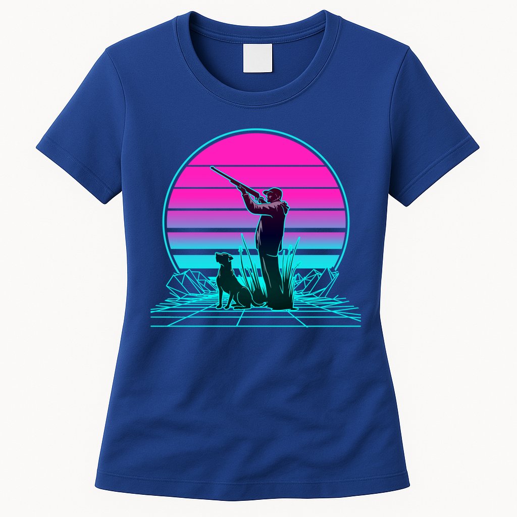 Vintage Retro Sunset Duck Hunting Cool Gift Womens T-Shirt