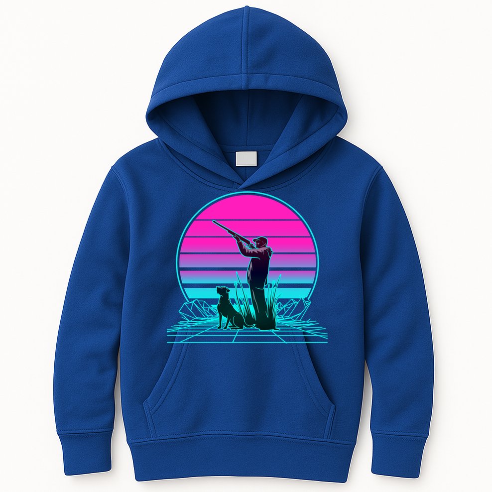 Vintage Retro Sunset Duck Hunting Cool Gift Kids Hoodie