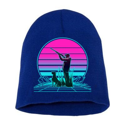 Vintage Retro Sunset Duck Hunting Cool Gift Short Acrylic Beanie