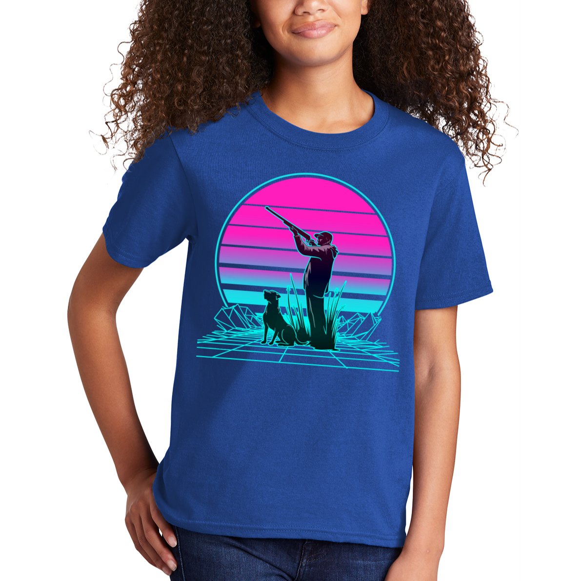 Vintage Retro Sunset Duck Hunting Cool Gift Kids T-Shirt