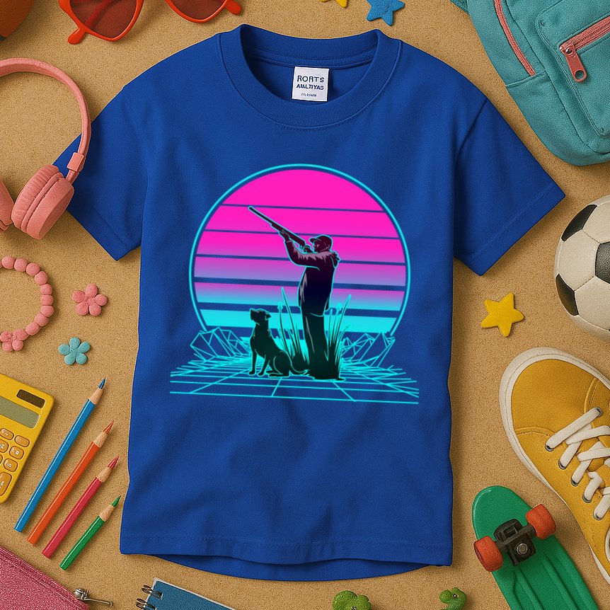 Vintage Retro Sunset Duck Hunting Cool Gift Kids T-Shirt