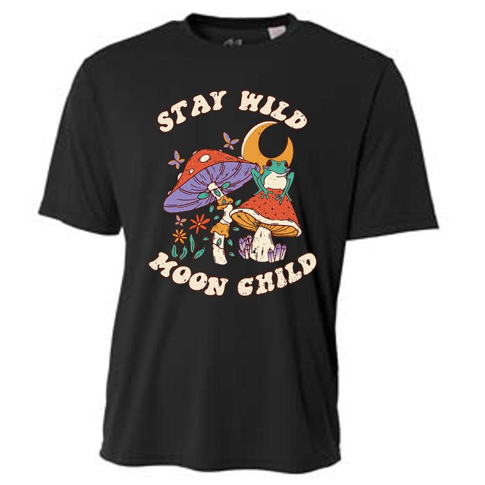 Vintage Retro Stay Wild Moon Child Frog Mushroom Hippie Cooling Performance Crew T-Shirt