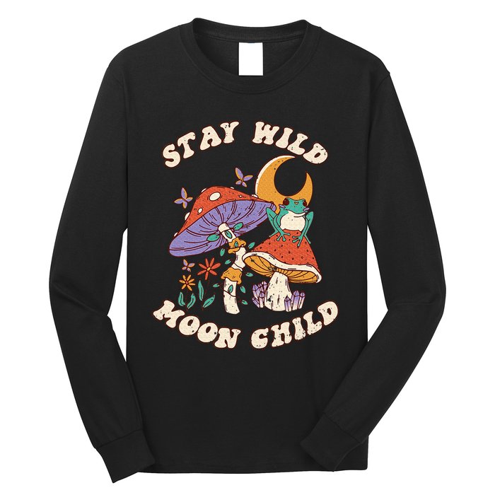 Vintage Retro Stay Wild Moon Child Frog Mushroom Hippie Long Sleeve Shirt