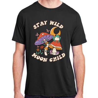 Vintage Retro Stay Wild Moon Child Frog Mushroom Hippie Adult ChromaSoft Performance T-Shirt