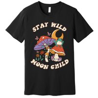 Vintage Retro Stay Wild Moon Child Frog Mushroom Hippie Premium T-Shirt