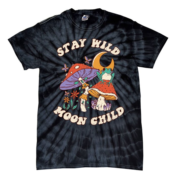 Vintage Retro Stay Wild Moon Child Frog Mushroom Hippie Tie-Dye T-Shirt