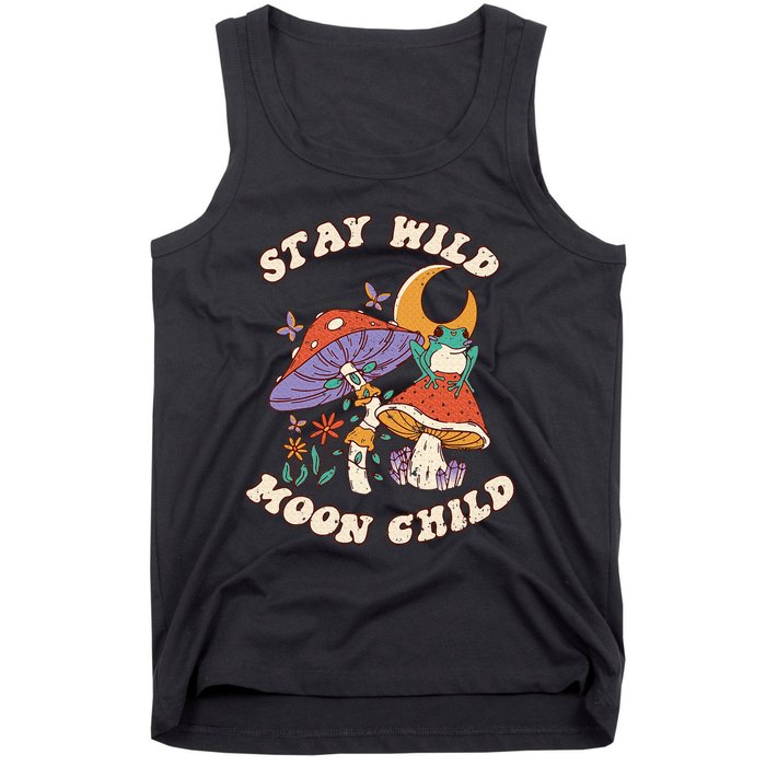 Vintage Retro Stay Wild Moon Child Frog Mushroom Hippie Tank Top