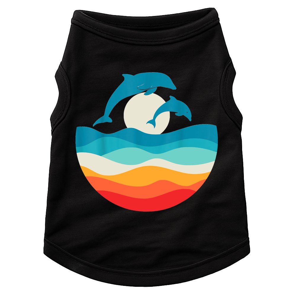 Vintage Retro Summer Time Beach Dolphin Doggie Tank