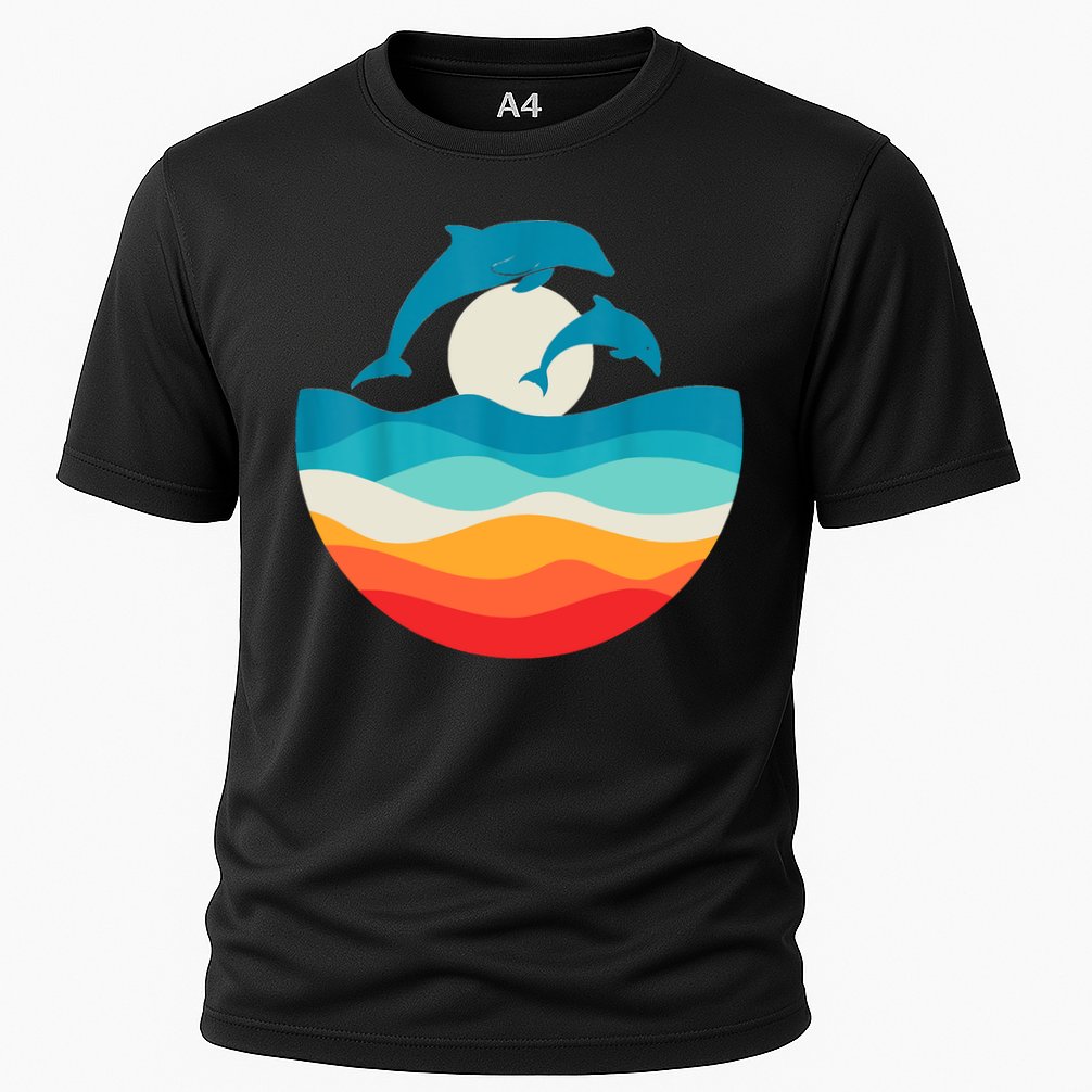 Vintage Retro Summer Time Beach Dolphin Performance Shirt
