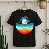 Vintage Retro Summer Time Beach Dolphin T-Shirt