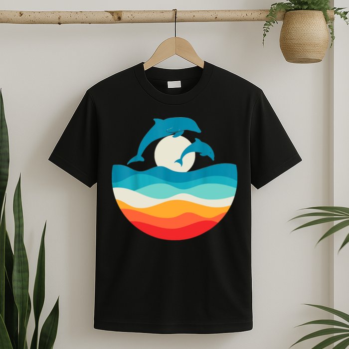 Vintage Retro Summer Time Beach Dolphin T-Shirt