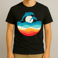 Vintage Retro Summer Time Beach Dolphin T-Shirt