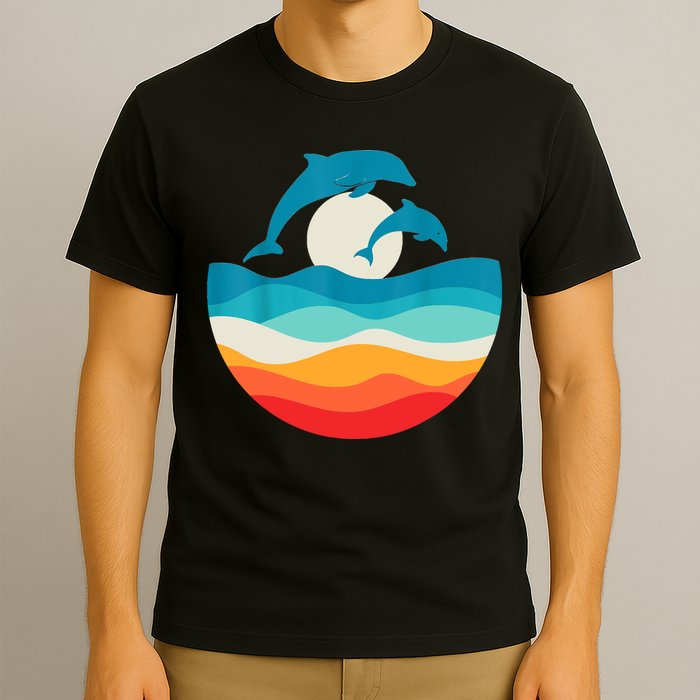 Vintage Retro Summer Time Beach Dolphin T-Shirt