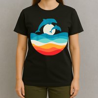 Vintage Retro Summer Time Beach Dolphin T-Shirt
