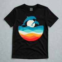 Vintage Retro Summer Time Beach Dolphin T-Shirt