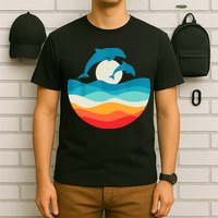 Vintage Retro Summer Time Beach Dolphin T-Shirt