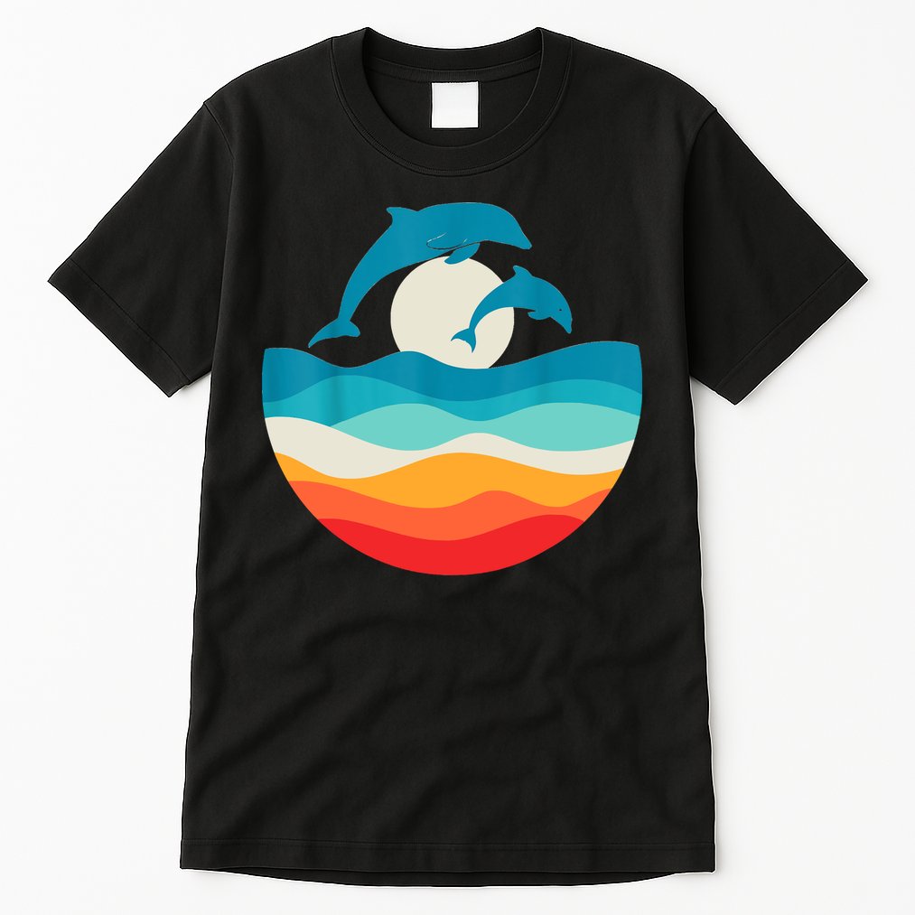 Vintage Retro Summer Time Beach Dolphin Tall T-Shirt