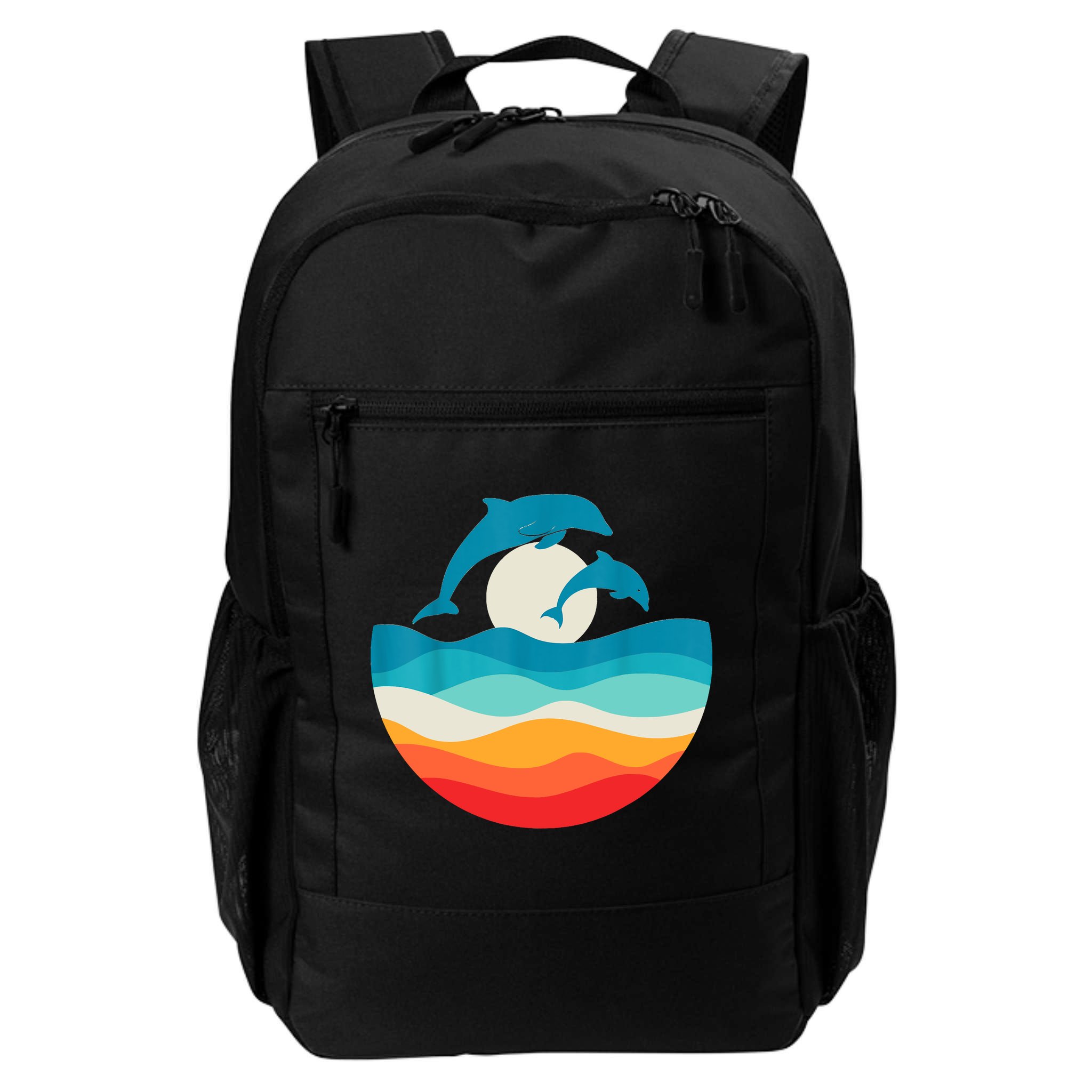 Vintage Retro Summer Time Beach Dolphin Backpack