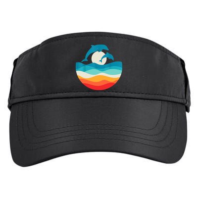 Vintage Retro Summer Time Beach Dolphin Adult Drive Performance Visor