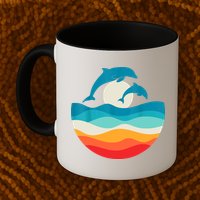Vintage Retro Summer Time Beach Dolphin Mug
