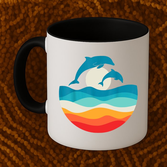 Vintage Retro Summer Time Beach Dolphin Mug