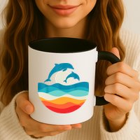 Vintage Retro Summer Time Beach Dolphin Mug
