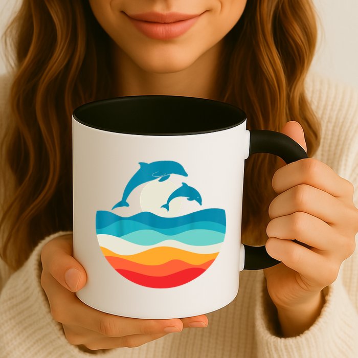 Vintage Retro Summer Time Beach Dolphin Mug